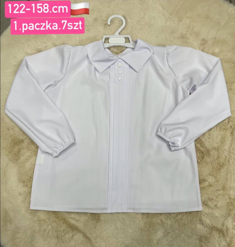 Bluzki dziewczęce Roz 122-158, 1 kolor Paczka 7 szt